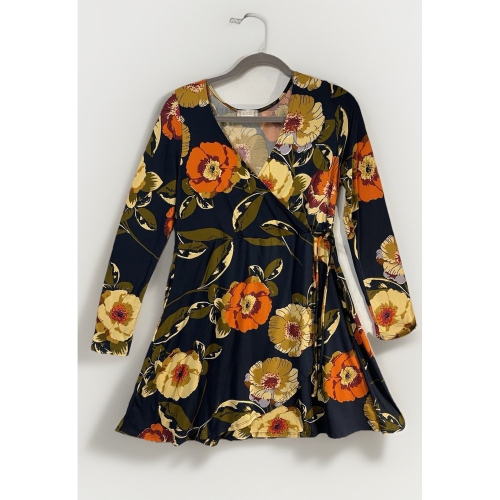 Altar'd State‎ Navy Multi Color Floral V-Neck Dress S~Large Style Tuesday Boho